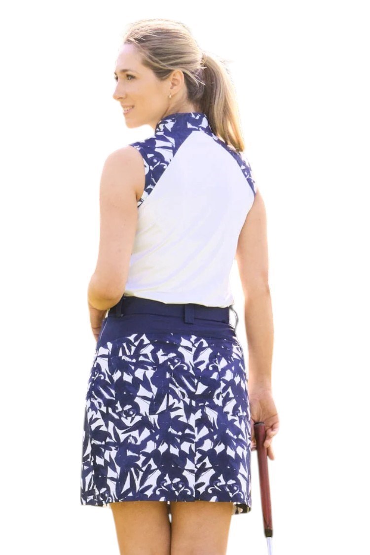 Picture of Pure Golf  Ladies Accuracy Ladies Golf Skort With Side Zip - Wild Peony Navy