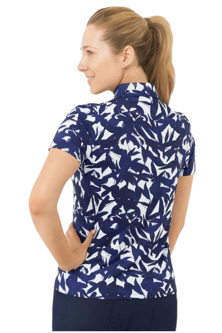 Picture of Pure Golf Ladies Amity Short Sleeve Polo Shirt - Wild Peony Navy