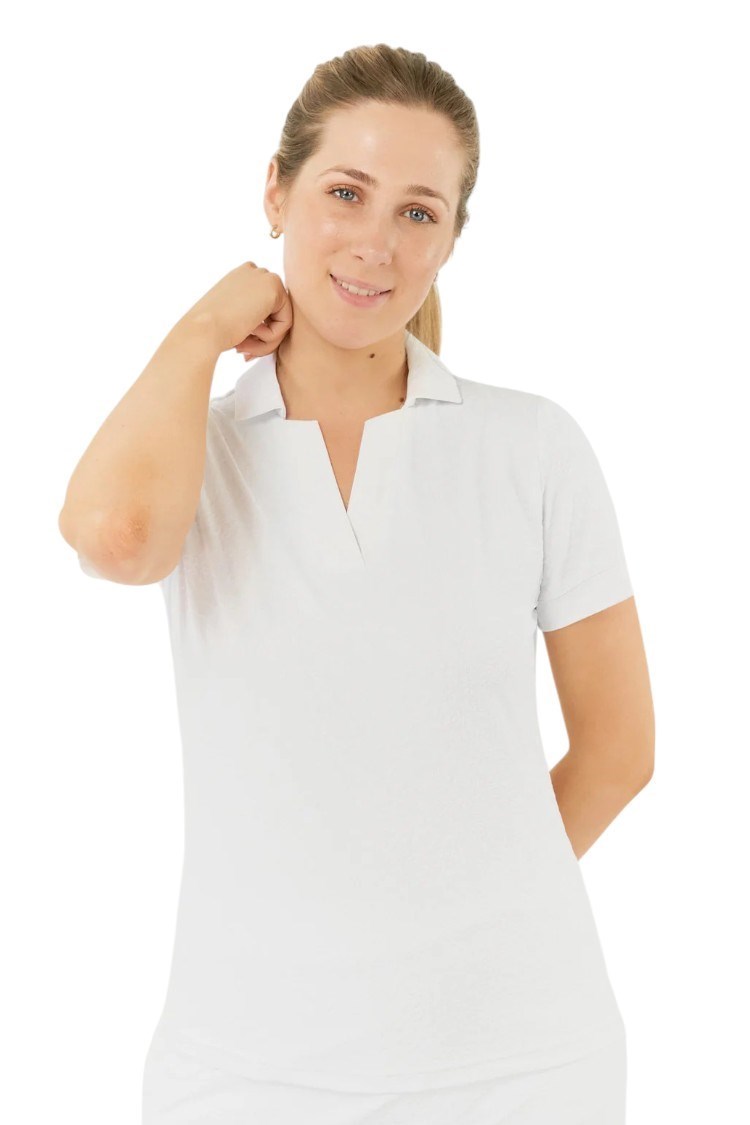 Picture of Pure Golf Ladies Christy Jacquard Short Sleeve Polo - White