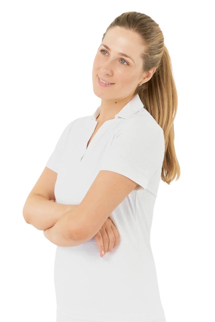 Picture of Pure Golf Ladies Christy Jacquard Short Sleeve Polo - White