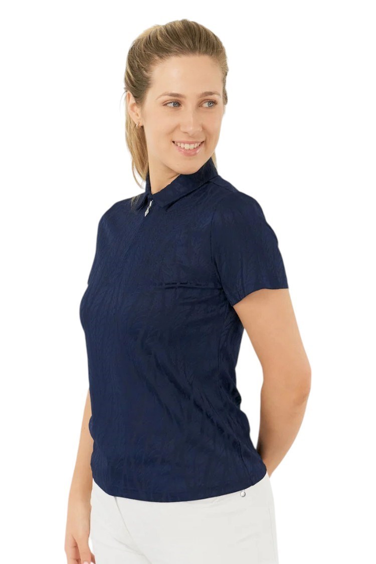 Picture of Pure Golf Ladies Freya Jacquard Short Sleeve Polo - Navy