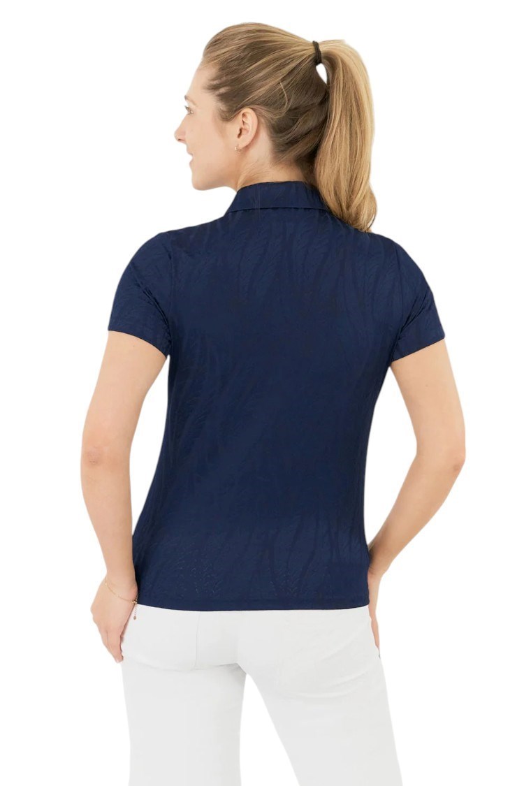 Picture of Pure Golf Ladies Freya Jacquard Short Sleeve Polo - Navy