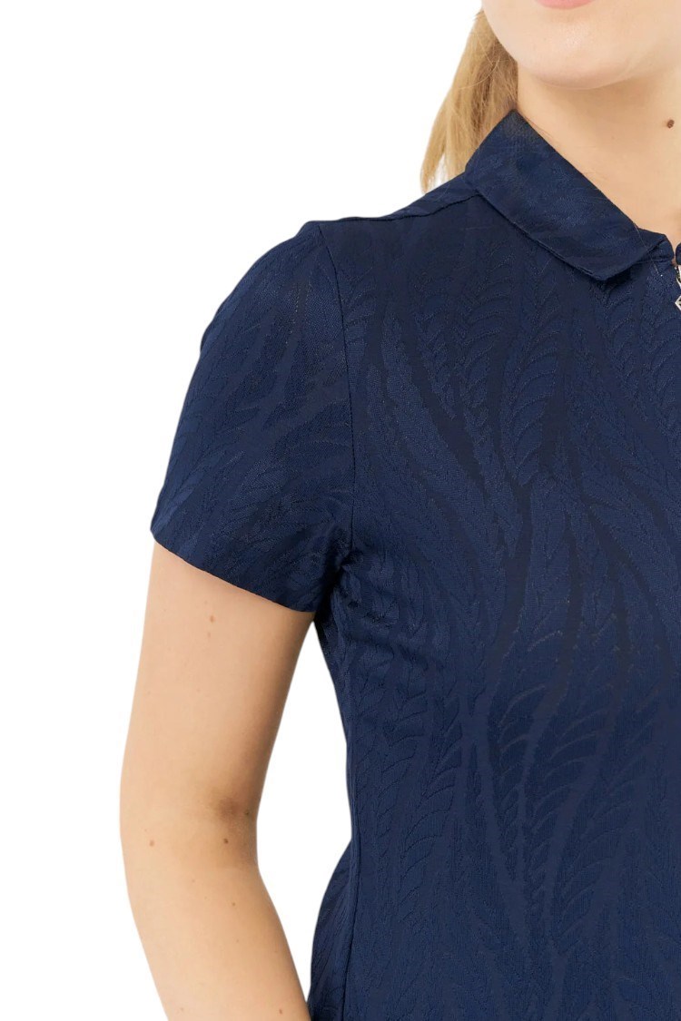 Picture of Pure Golf Ladies Freya Jacquard Short Sleeve Polo - Navy
