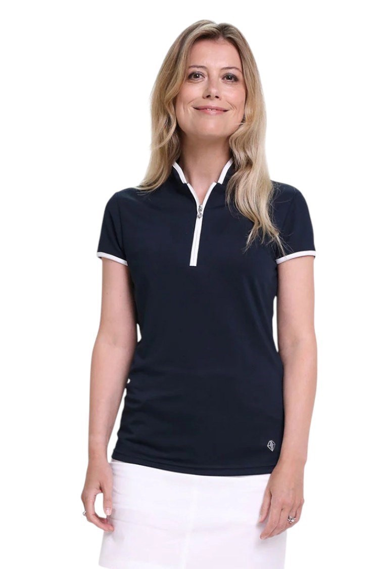 Picture of Pure Golf Ladies Bloom2 Cap Sleeve Polo Shirt - Navy