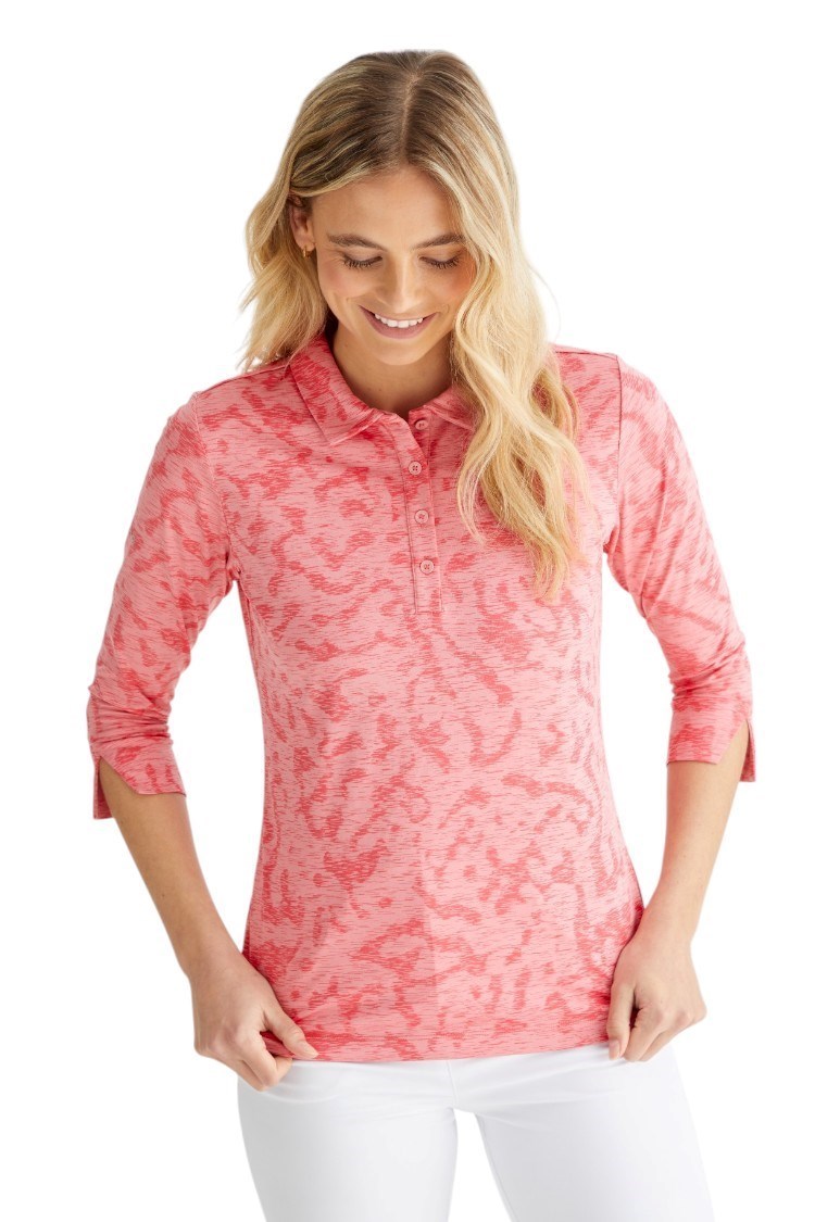 Picture of Ping zns Ladies Lunette 3/4 Sleeve Jacquard Golf Polo Shirt - Sweet Pea