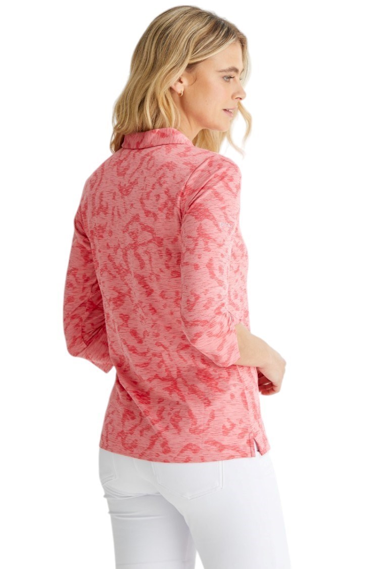 Picture of Ping zns Ladies Lunette 3/4 Sleeve Jacquard Golf Polo Shirt - Sweet Pea