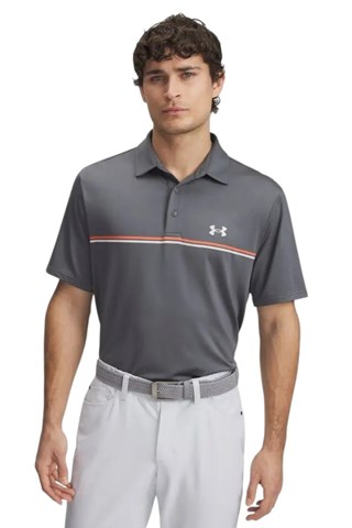 Picture of Under Armour Men's UA Playoff 3.0 Stripe Polo - Castlerock / Fire 025