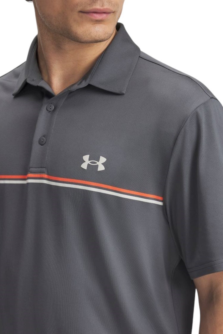 Picture of Under Armour Men's UA Playoff 3.0 Stripe Polo - Castlerock / Fire 025