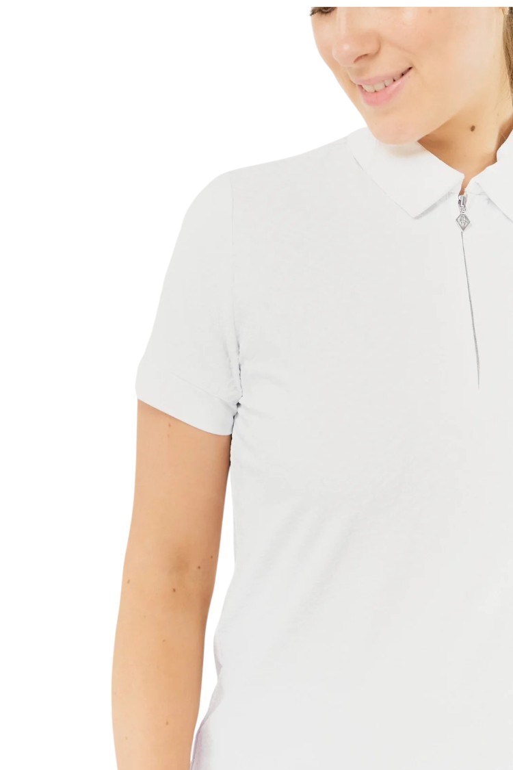 Picture of Pure Golf Ladies Rebecca Jacquard Short Sleeve Polo Shirt - White