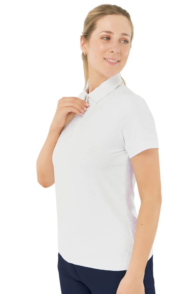 Picture of Pure Golf Ladies Rebecca Jacquard Short Sleeve Polo Shirt - White