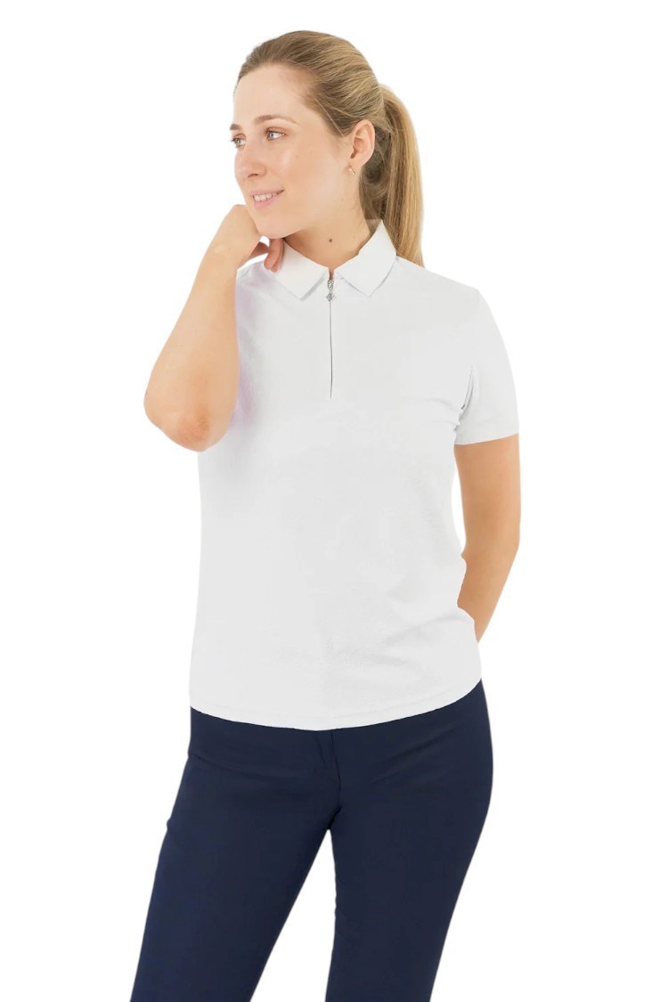 Picture of Pure Golf Ladies Rebecca Jacquard Short Sleeve Polo Shirt - White