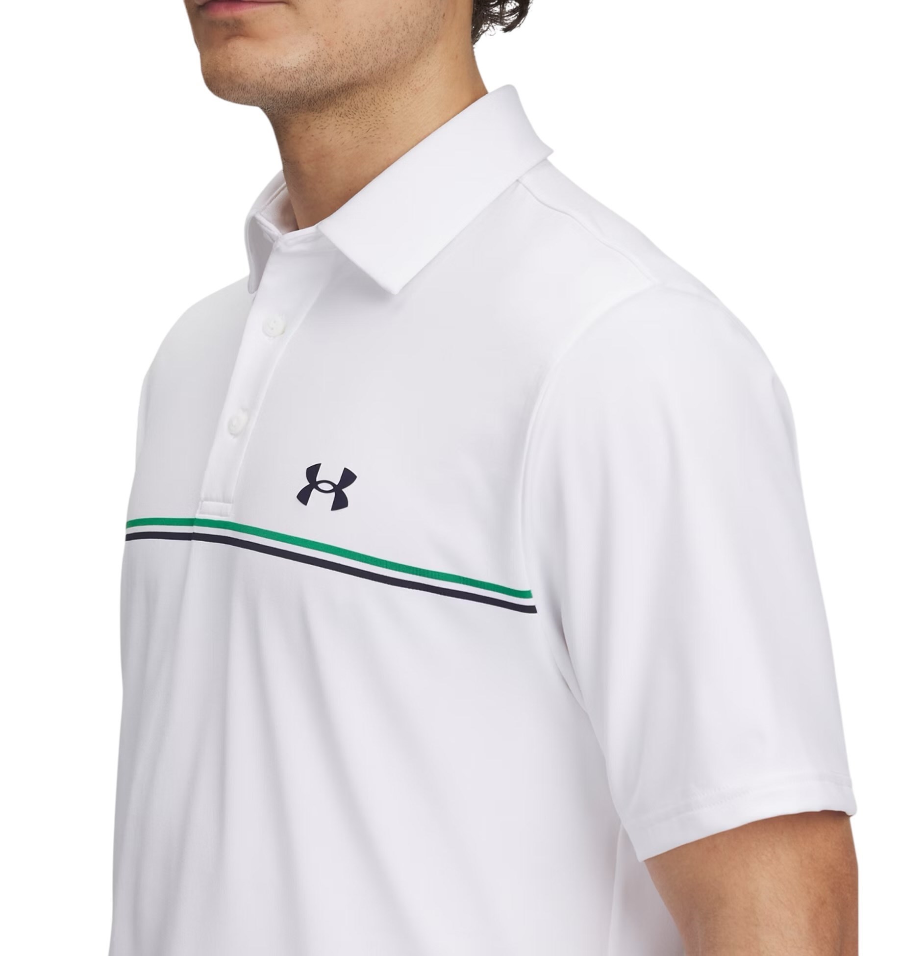 Picture of Under Armour Men's UA Playoff 3.0 Stripe Polo - White / Team Kelly Green 103