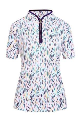 Show details for JRB Ladies Sapphire Blue Patterned Polo - Blue Print