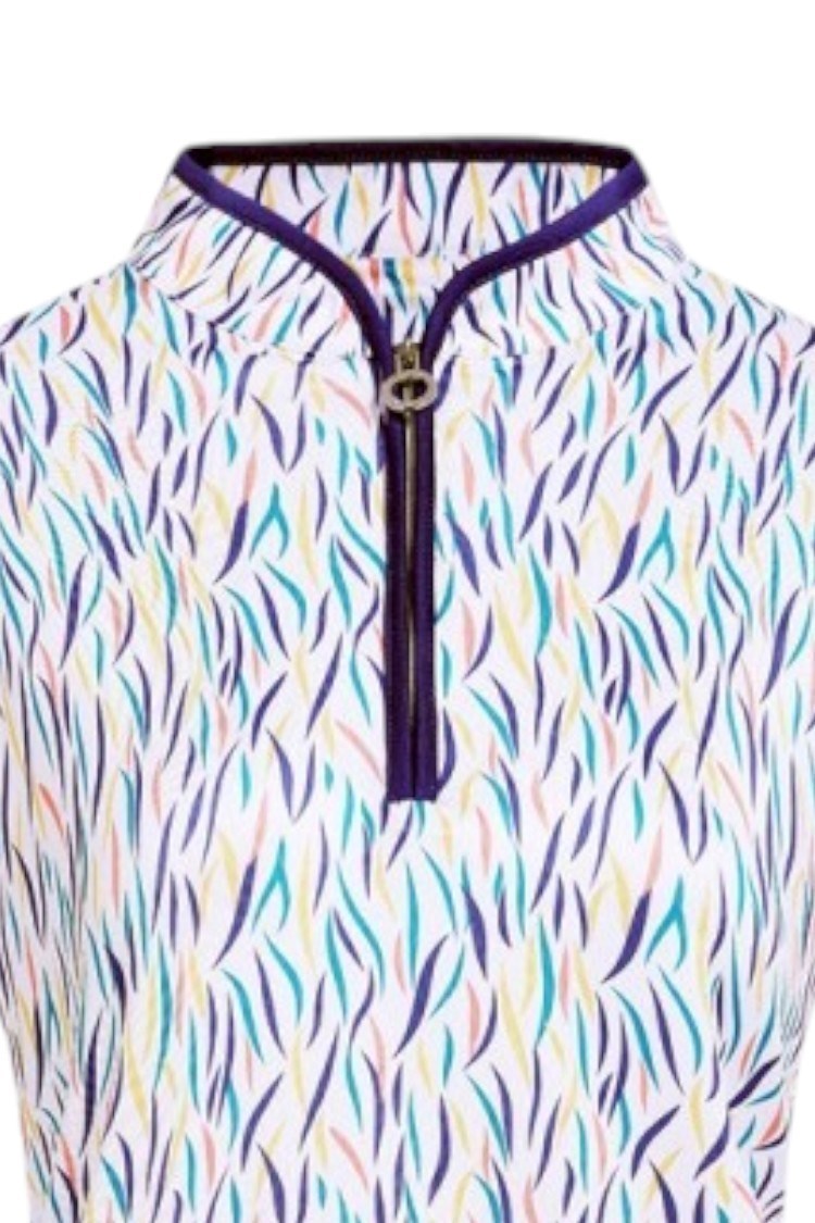 Picture of JRB Ladies zns Sapphire Blue Patterned Sleeveless Polo - Blue Print