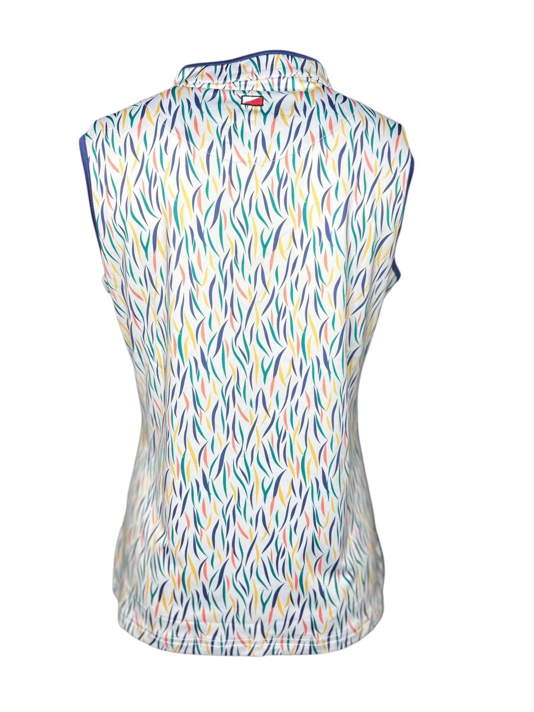 Picture of JRB Ladies zns Sapphire Blue Patterned Sleeveless Polo - Blue Print