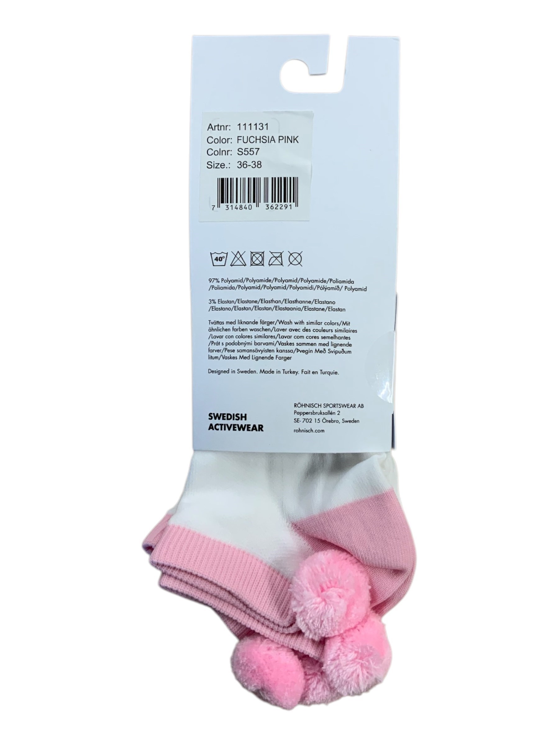 Picture of Rohnisch zns Ladies Functional Pompom Socks - 2 Pack - Fuchsia Pink