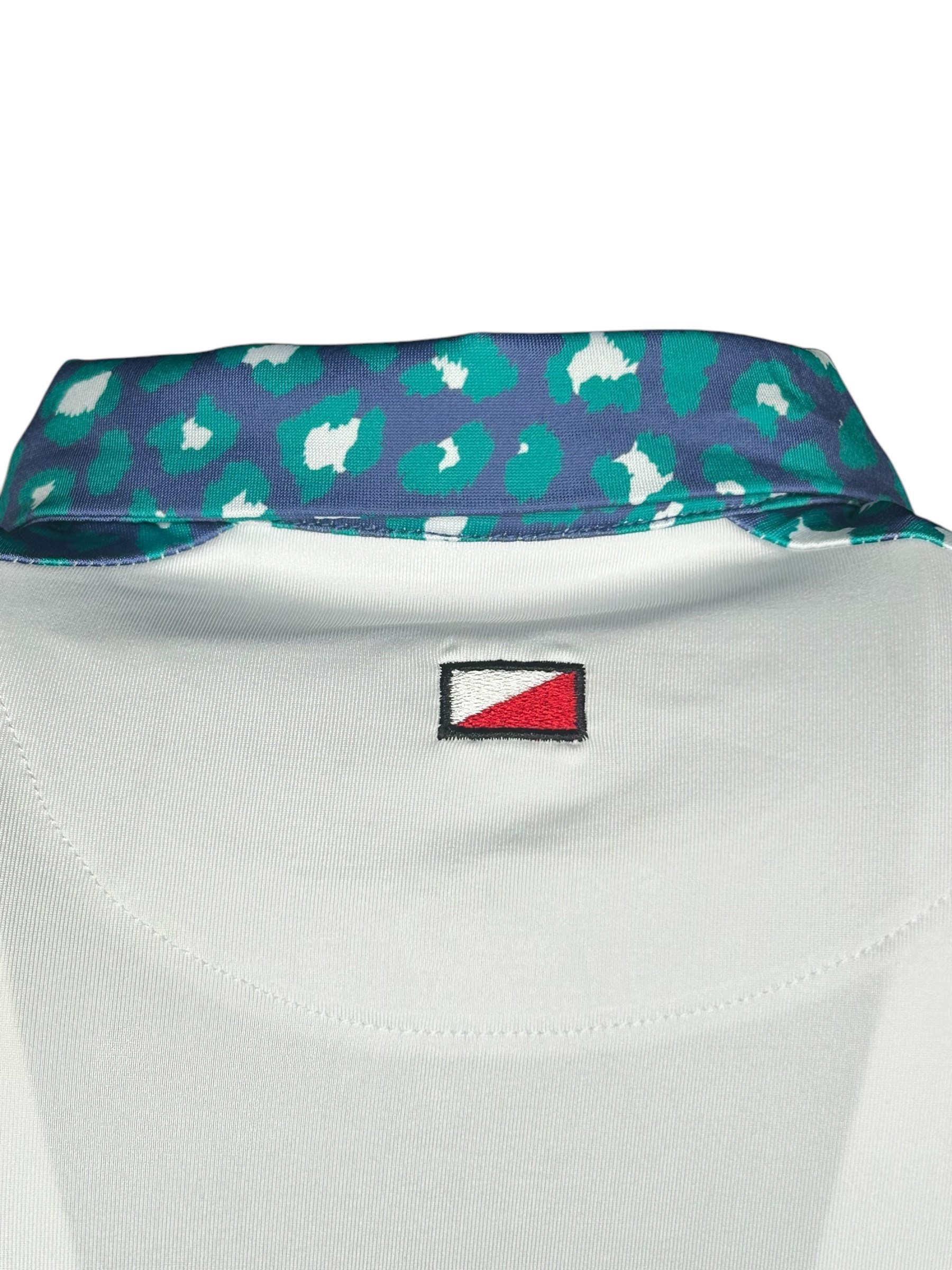 Picture of JRB Ladies Patterned Collar Sleeveless Top - White / Lapis Green Print