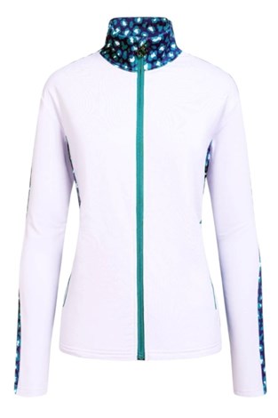 Show details for JRB Ladies Lightweight Midlayer Jacket - White / Lapis Green Print