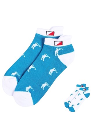 Show details for JRB Ladies Ankle Socks - 2 Pack - White / Lapis Green