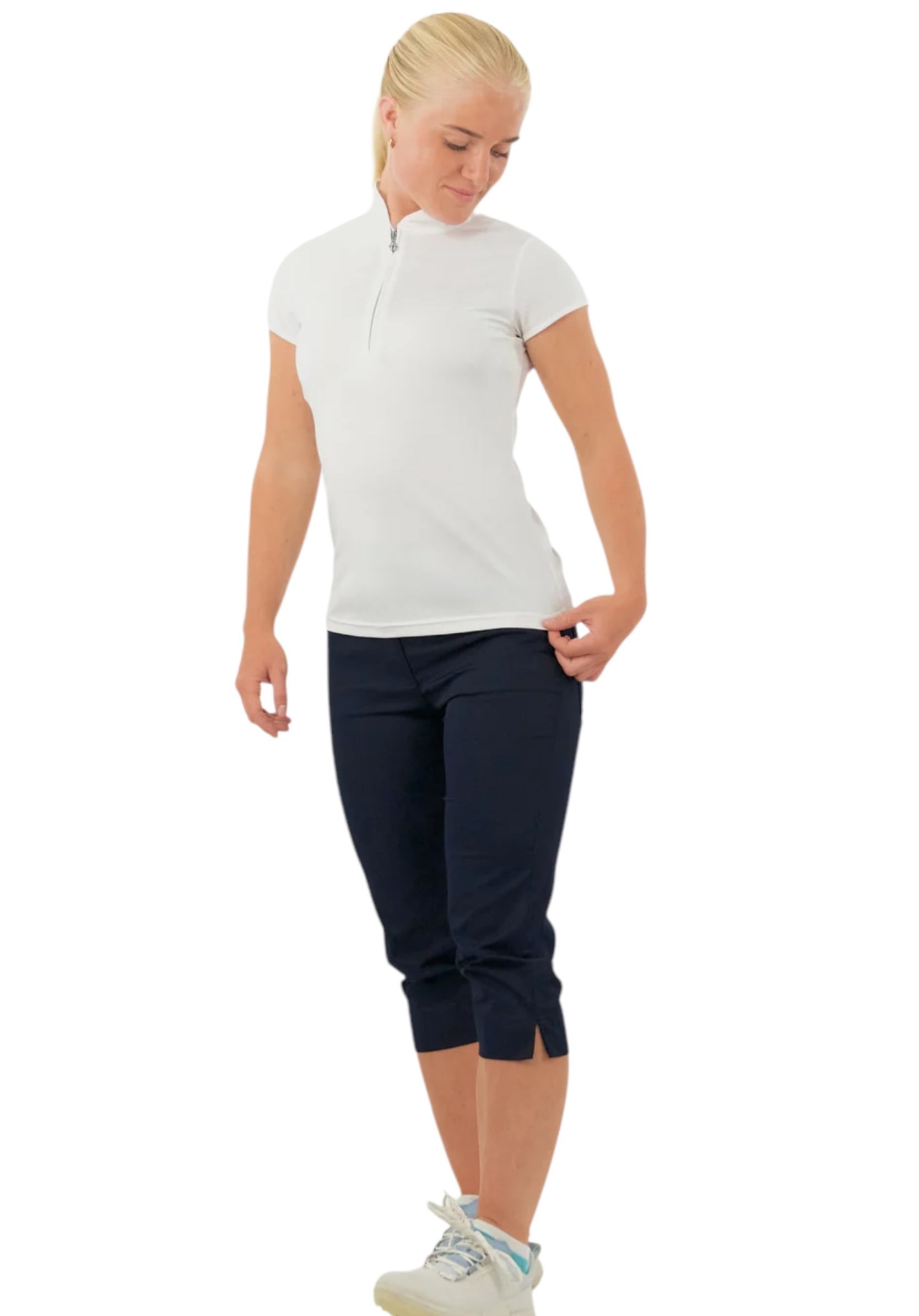 Picture of Pure Golf Ladies Bloom2 Cap Sleeve Polo - White