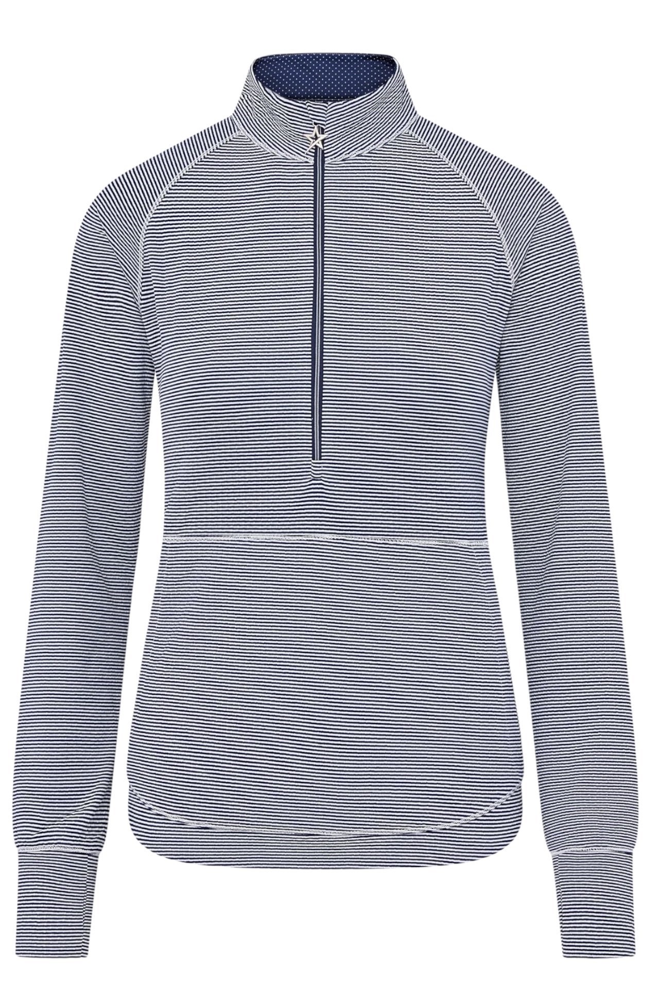 Picture of Swing out Sister Ladies Lottie Stripe ¼ Zip - Midnight Navy / White