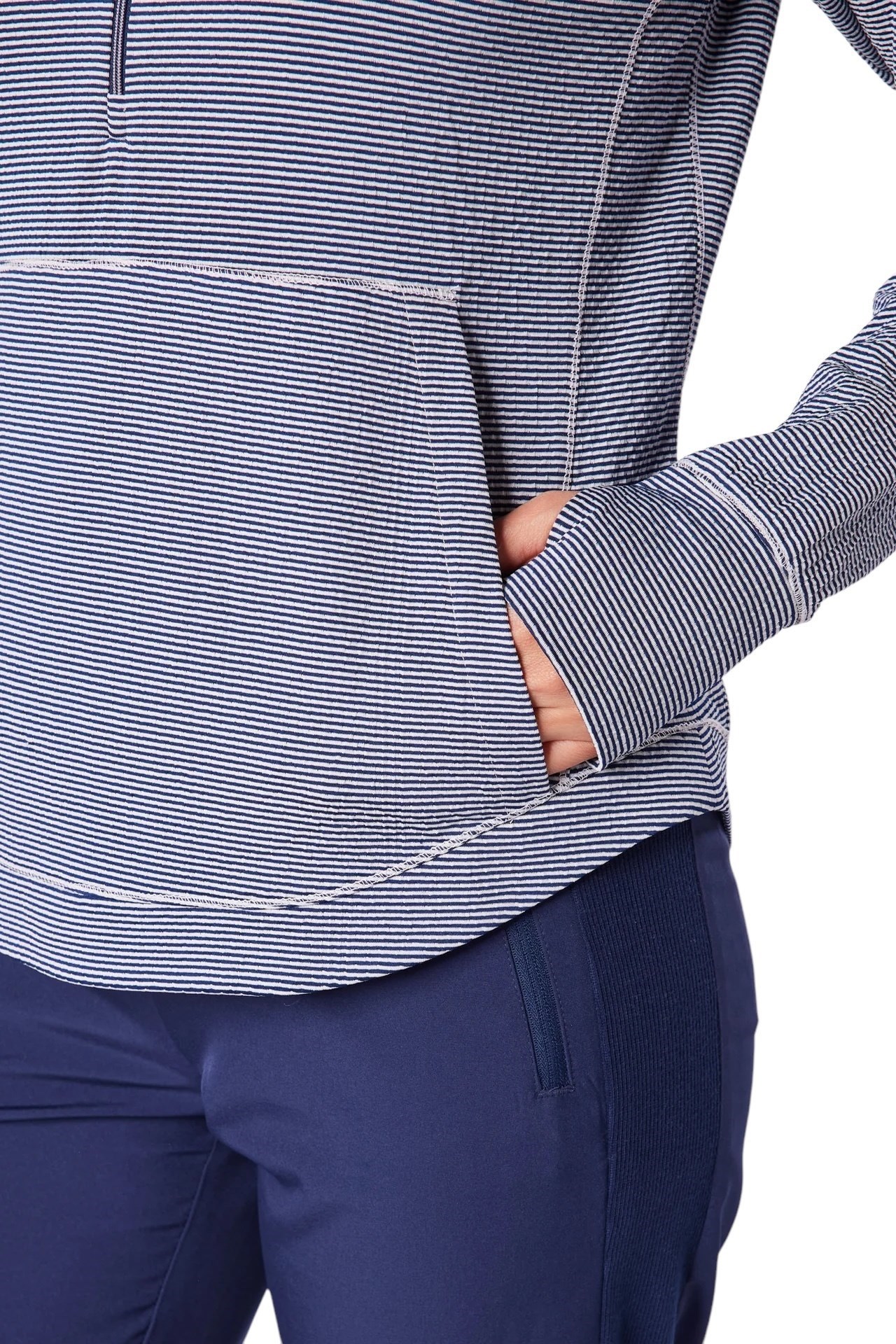 Picture of Swing out Sister Ladies Lottie Stripe ¼ Zip - Midnight Navy / White