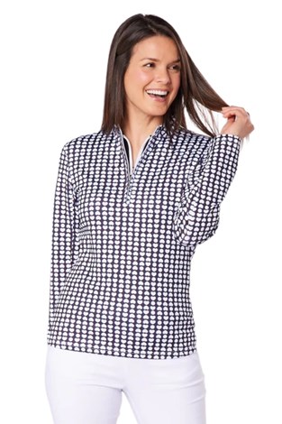 Show details for Swing out Sister Ladies Layla Pattern Long Sleeve ¼ Zip  Top - Love Golf