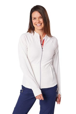 Show details for Swing out Sister Ladies Peach Elite Lightweight Full Zip Jacket - White