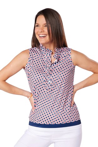 Show details for Swing out Sister Ladies Leona Pattern Frill Sleeveless Top - Jumping Beans