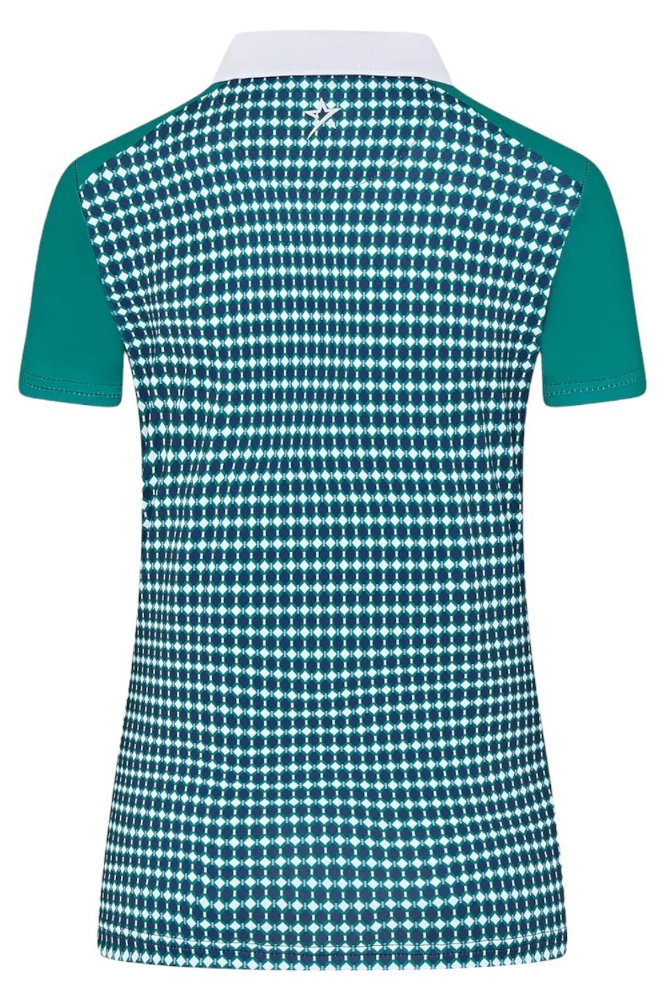 Picture of Swing out Sister Ladies Beth Patterned Cap Sleeve Polo - Aquatic Awe