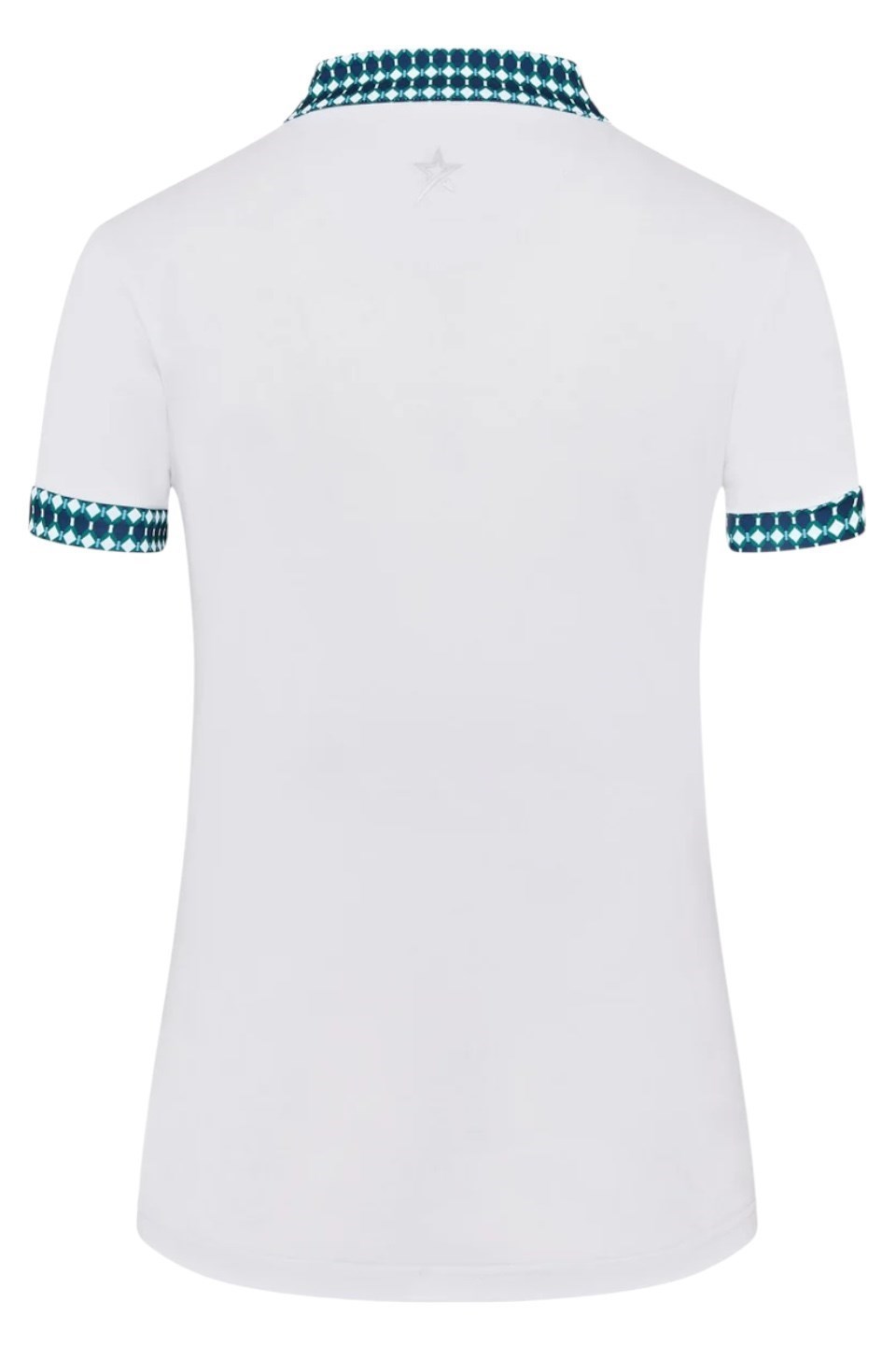 Picture of Swing out Sister Ladies Zest Pattern Pique Cap Sleeve Polo - White / Aquatic Awe