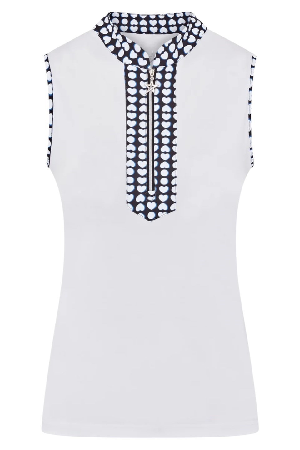 Picture of Swing out Sister Ladies Zest Pattern Pique Sleeveless Polo - White / Love Golf