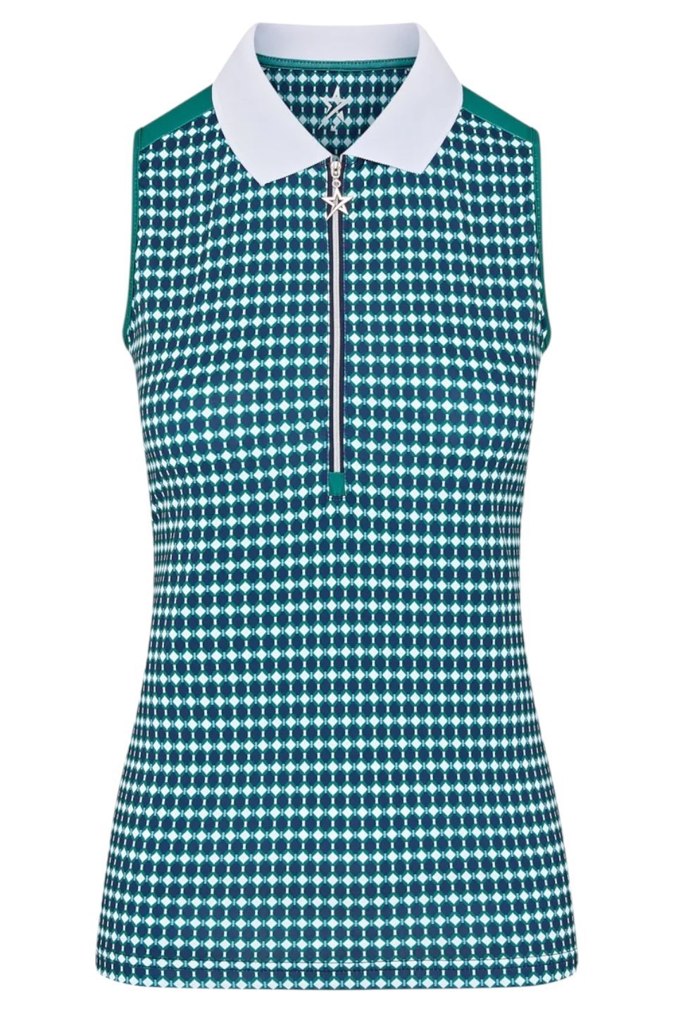 Picture of Swing out Sister Ladies Beth Patterned Sleeveless Polo - Aquatic Awe
