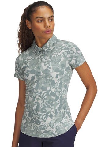 Picture of Under Armour zns Womens Playoff 3.0 Printed Golf Polo - Silica Green 348