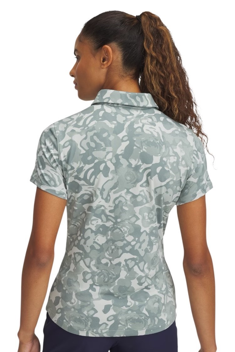 Picture of Under Armour zns Womens Playoff 3.0 Printed Golf Polo - Silica Green 348