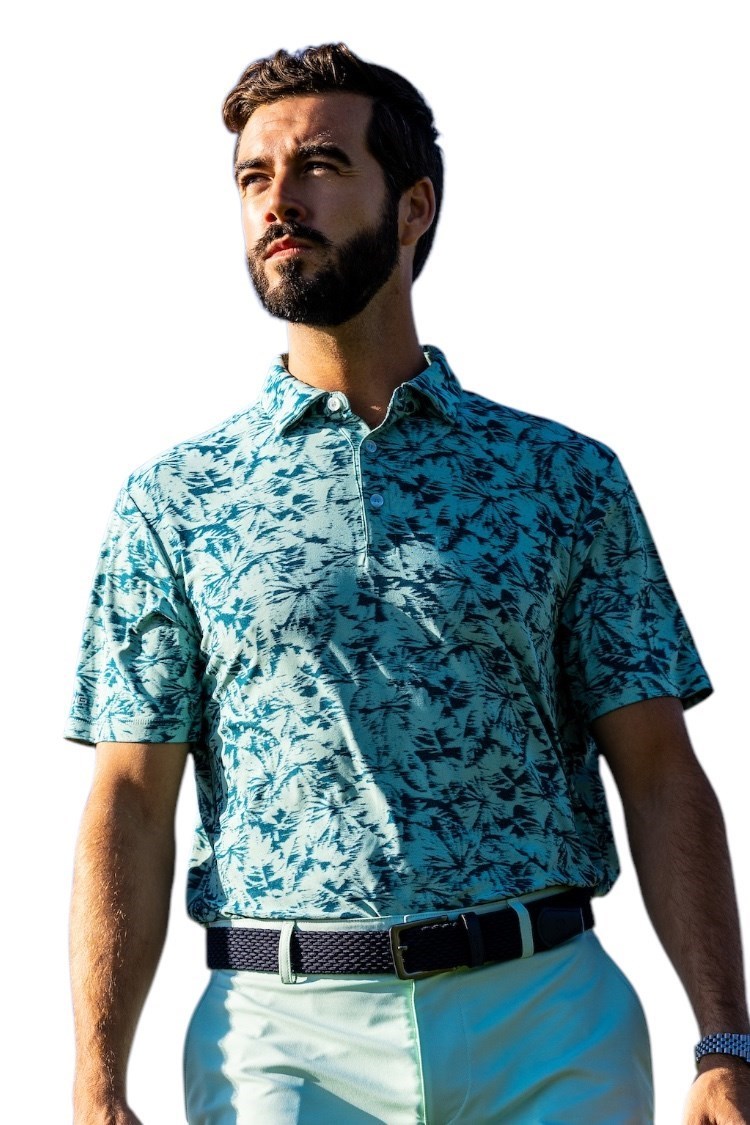Picture of Ping Men's Diego Foliage Jacquard Polo - Misty Green Multi
