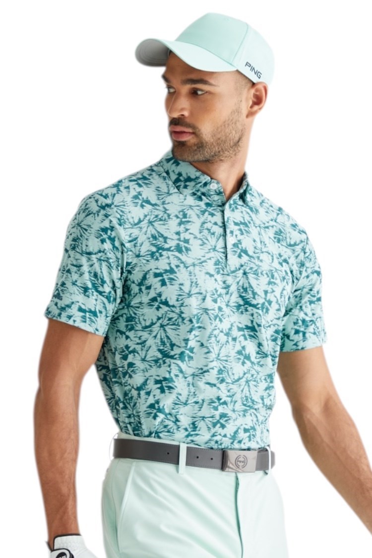 Picture of Ping Men's Diego Foliage Jacquard Polo - Misty Green Multi