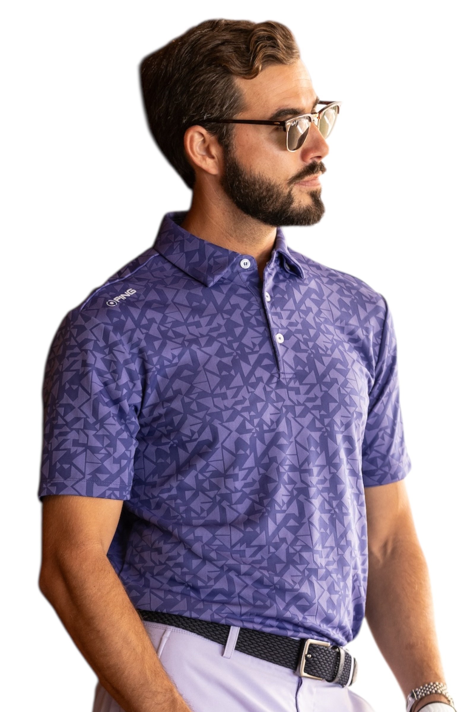 Picture of Ping Men's Geo-Camo Jacquard Golf Polo - Twilight