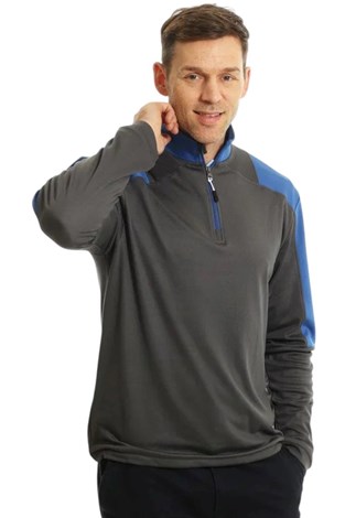 Show details for Island Green Men's Lined Wind Stopper 1/4 Zip Top - Charcoal / Royal