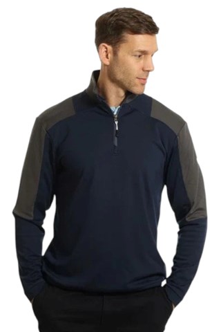 Picture of Island Green Men's Lined Wind Stopper 1/4 Zip Top - Navy / Charcoal