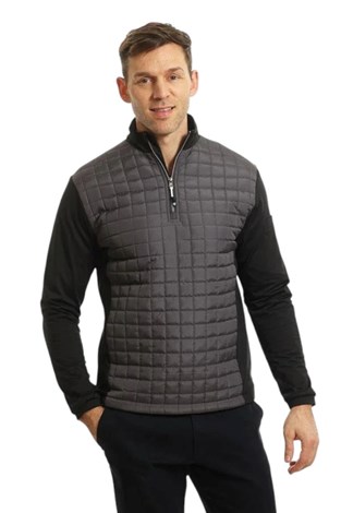 Show details for Island Green Men's Lined 1/4 Zip Quilted Top Layer - Charcoal / Black