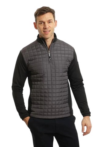 Picture of Island Green Men's Lined 1/4 Zip Quilted Top Layer - Charcoal / Black