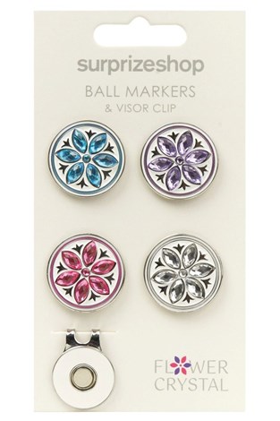 Show details for Surprizeshop Ladies Ball Marker and Visor Clip - Flower Crystal