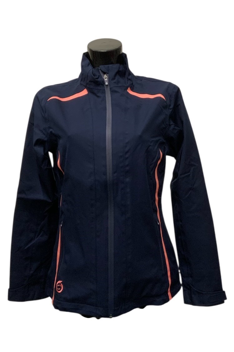 Picture of Sunderland of Scotland Ladies Killy Waterproof Golf Jacket - Navy / Coral - XXL ONLY