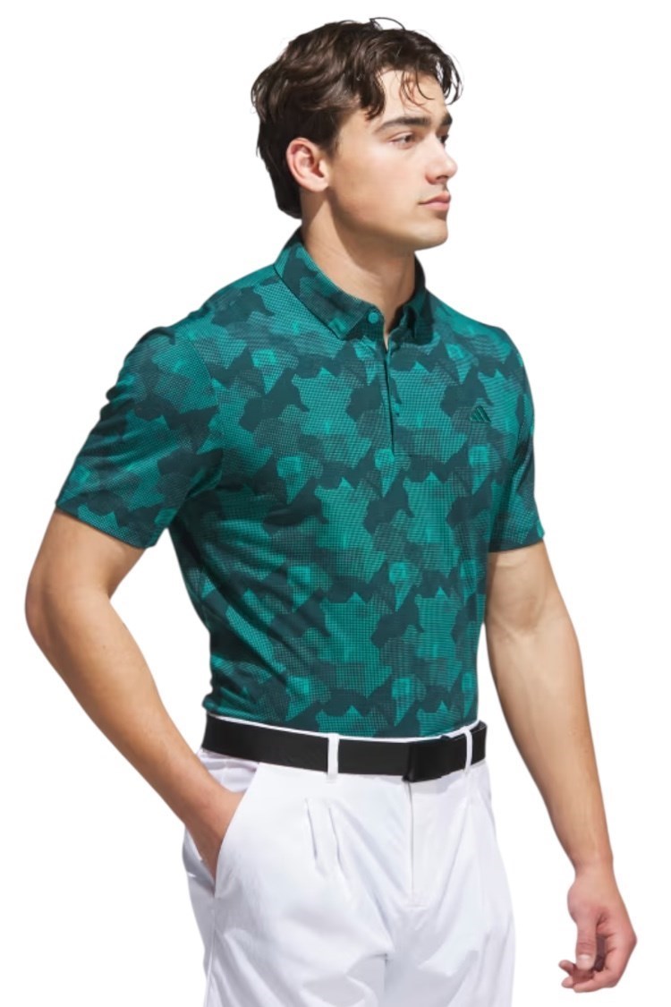 Picture of adidas Men's Go-To Printed Polo Shirt -  Pure Teal / Aurora Ivy