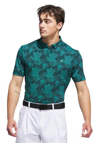 Show details for adidas Men's Go-To Printed Polo Shirt -  Pure Teal / Aurora Ivy