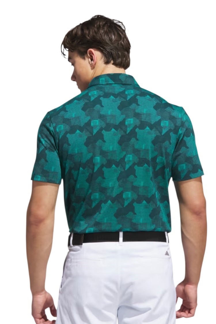 Picture of adidas Men's Go-To Printed Polo Shirt -  Pure Teal / Aurora Ivy