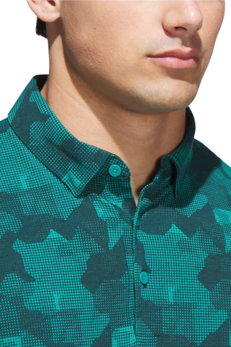 Picture of adidas Men's Go-To Printed Polo Shirt -  Pure Teal / Aurora Ivy