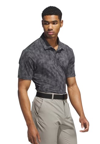 Show details for adidas Men's Ultimate 365 Textured Print Polo - Black / Grey Five