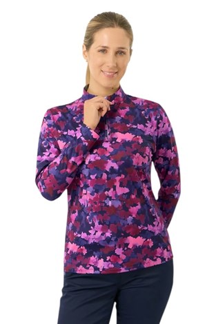 Show details for Pure Golf Ladies Arusha Long Sleeve Midlayer Top - Autumn Aquarelle